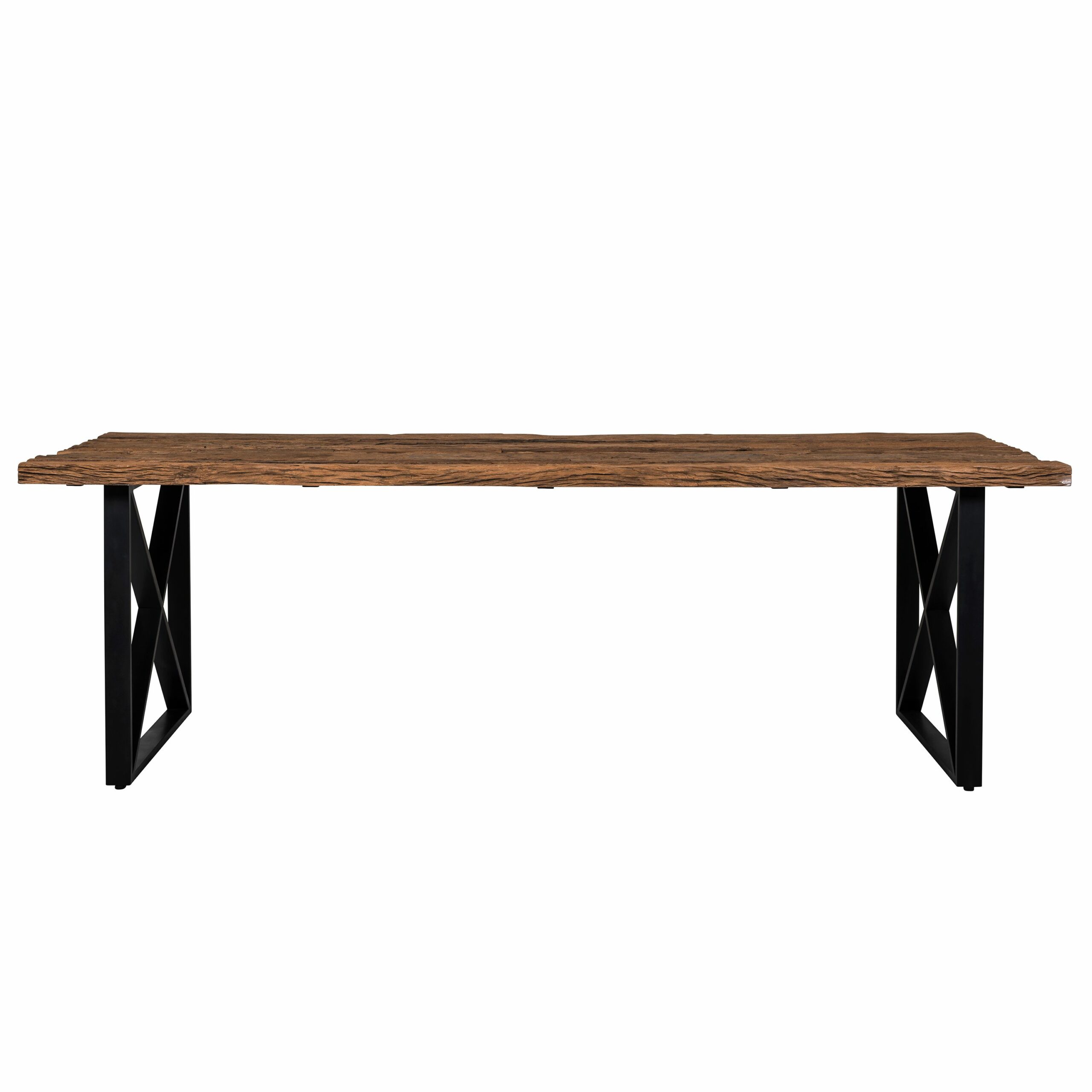 Table moderne bois brut et pied argent métal chromé - KENSINGTON