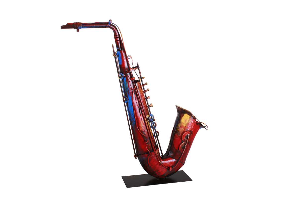 sculpture saxophone instrument  musique  metal  couleurs deco